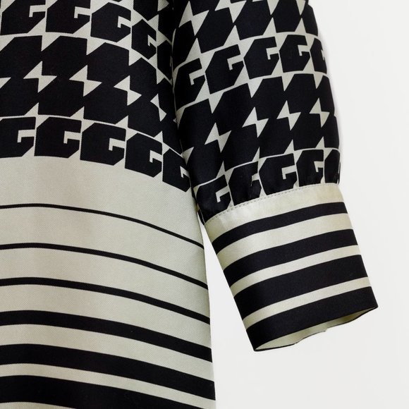 Gucci Geometric Print Two-toned Bow Blouse - Picture 6 of 11